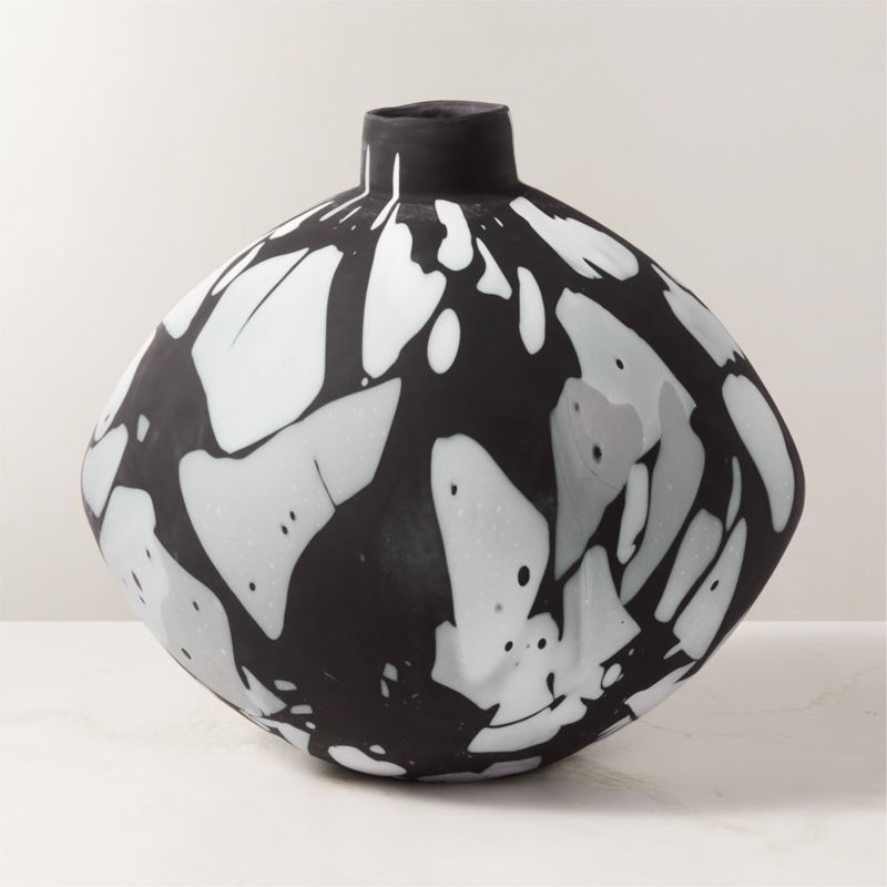 Aleksi Matte Black Patterned Glass Vase - image 2 of 10