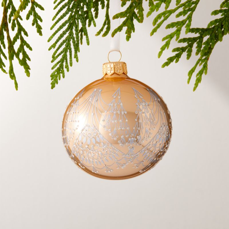 Alencon Round Gold Hand Painted Christmas Tree Ornament 3.5" - image 0 of 7