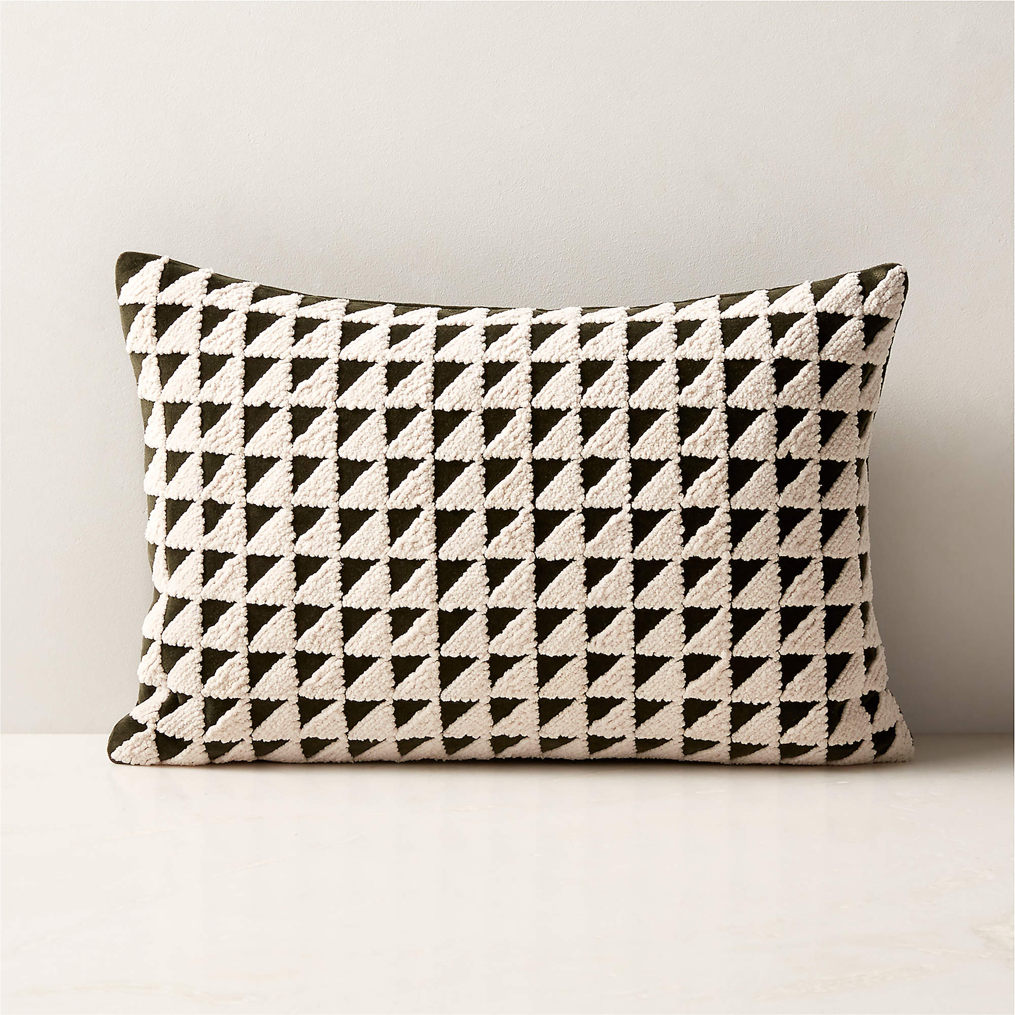 Alene Embroidered Dark Olive Green Throw Pillow with DownAlternative