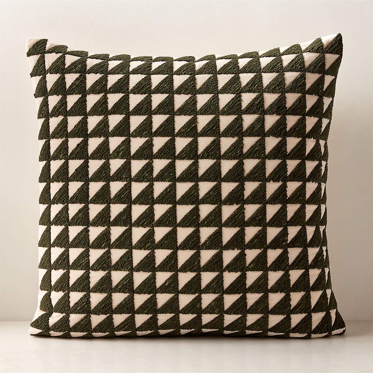 Alene Embroidered Dark Olive Green Throw Pillow with DownAlternative