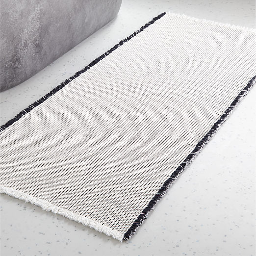 Alex Organic Cotton Black and White Reversible Bath Runner Rug 24"x60"