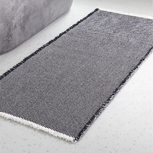 Alex Organic Cotton Black and White Reversible Bath Runner Rug 24"x60"