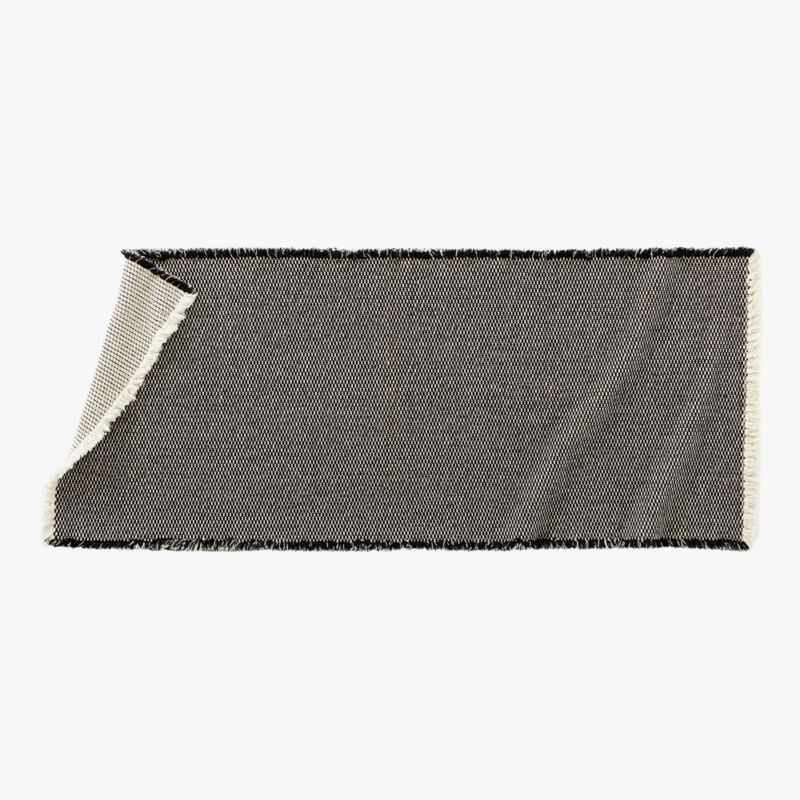 View Alex Organic Cotton Black and White Reversible Bath Runner Rug 24"x60" details