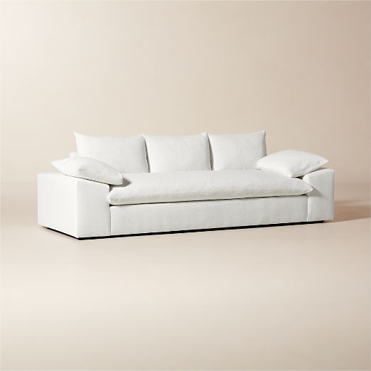 Algora 100" White Performance Fabric Sofa