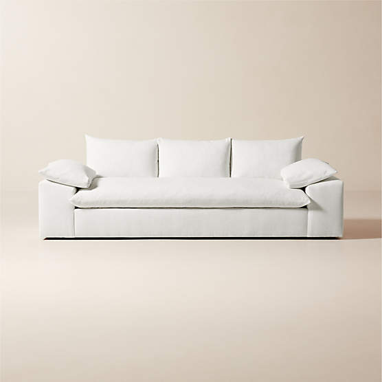 Algora 100" White Performance Fabric Sofa