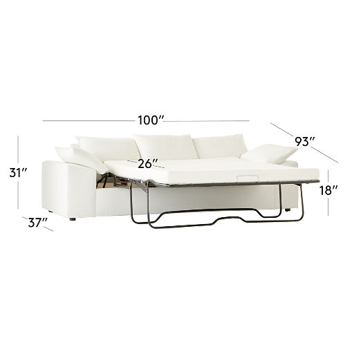 Algora 100" White Performance Fabric Sleeper Sofa