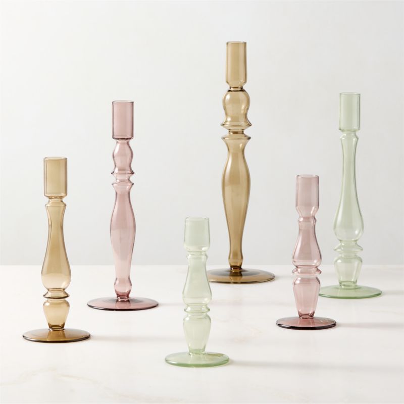 Alloro Multi-Colored Glass Taper Candle Holders Set of 6 - image 2 of 4