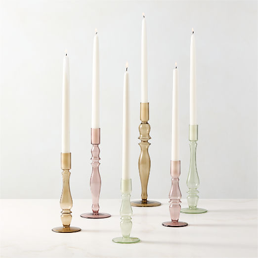 Alloro Multi-Colored Glass Taper Candle Holders