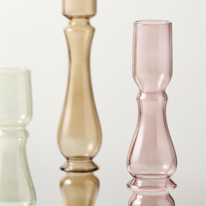 Alloro Multi-Colored Glass Taper Candle Holders Short Set of 3 - image 2 of 5