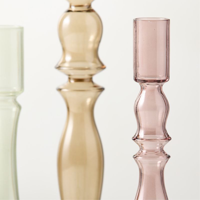 Alloro Multi-Colored Glass Taper Candle Holders Tall Set of 3 - image 2 of 5
