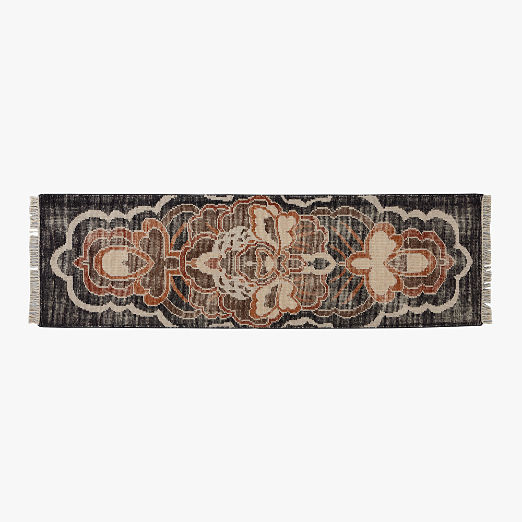 Allure Hand-Knotted Copper Floral Wool Runner Rug 2.5'x8'