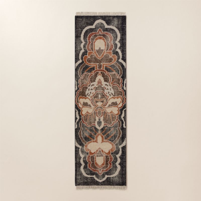 View Allure Hand-Knotted Copper Floral Wool Runner Rug 2.5'x8' details