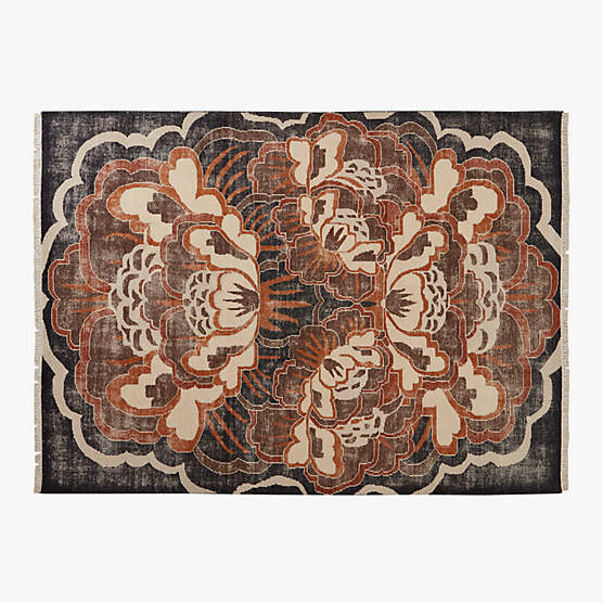 Allure Hand-Knotted Copper Floral Wool Area Rug 10'x14'