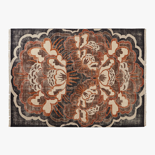 Allure Hand-Knotted Copper Floral Wool Area Rug 10'x14'