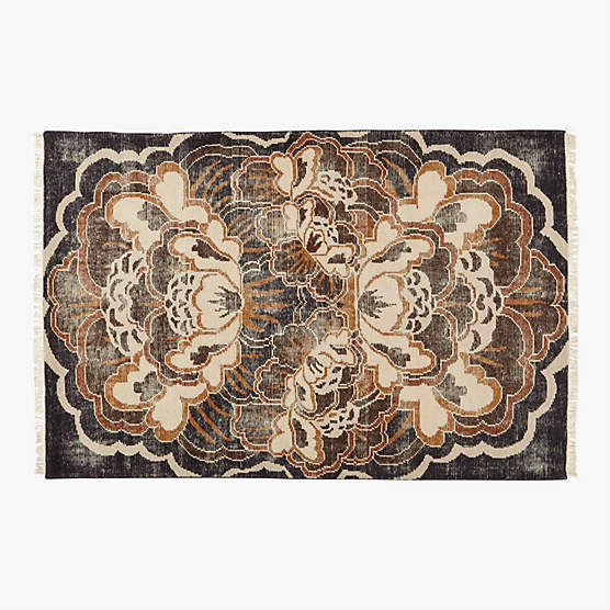 Allure Hand-Knotted Copper Floral Wool Area Rug 6'x9'