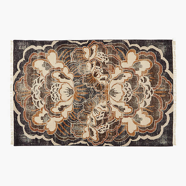 Allure Modern Copper Floral Hand-Knotted Wool Area Rug 6'x9' + Reviews