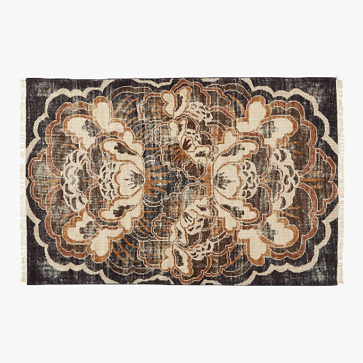 Allure Hand-Knotted Copper Floral Wool Area Rug 6'x9'