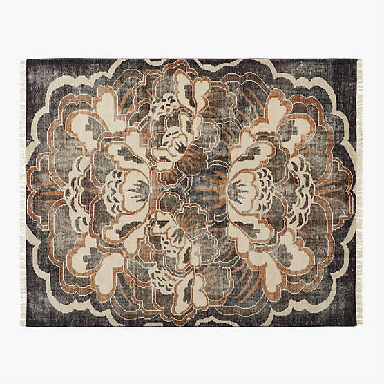 Allure Hand-Knotted Copper Floral Wool Area Rug 8'x10'