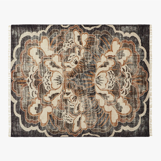 Allure Hand-Knotted Copper Floral Wool Area Rug 8'x10'