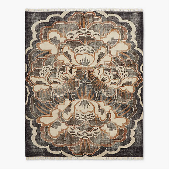 Allure Hand-Knotted Copper Floral Wool Area Rug 9'x12'