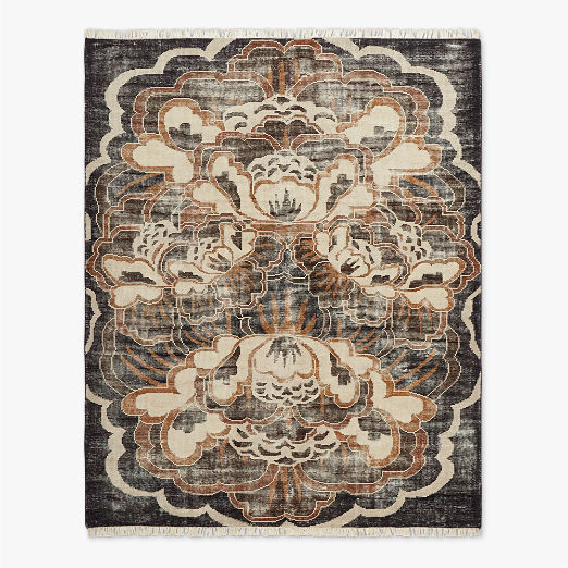 Allure Hand-Knotted Copper Floral Wool Area Rug 9'x12'