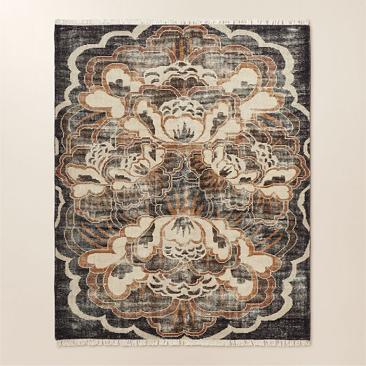 Allure Hand-Knotted Copper Floral Wool Area Rug 8'x10'