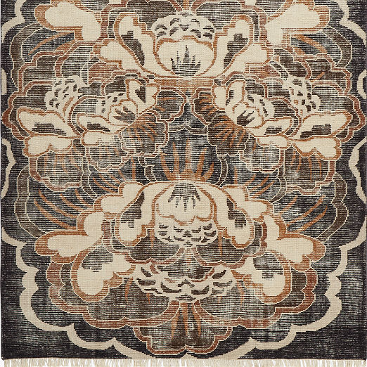 Allure Hand-Knotted Copper Floral Wool Area Rug Swatch 12"x12"