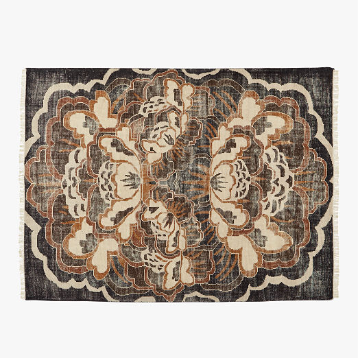 Allure Hand-Knotted Copper Floral Wool Area Rug 9'x12'