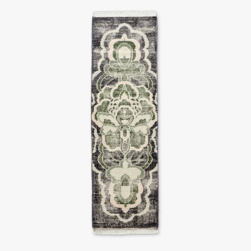 Allure Hand-Knotted Green Floral Wool Runner Rug 2.5'x8' - image 0 of 10