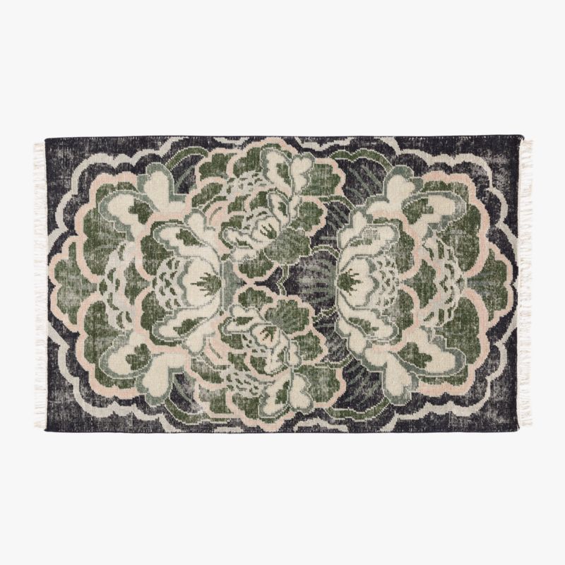 Allure Hand-Knotted Green Floral Wool Area Rug 5'x8' - image 0 of 9