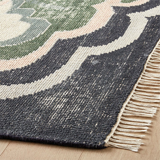 Allure Hand-Knotted Green Floral Wool Area Rug