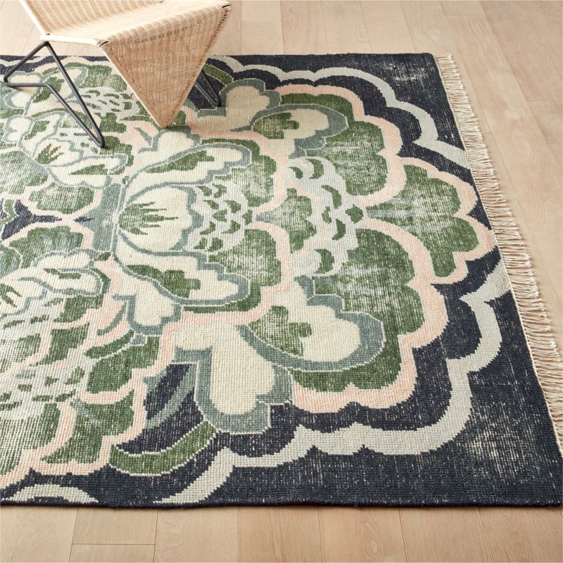 Allure Hand-Knotted Green Floral Wool Runner Rug 2.5'x8' - image 2 of 6