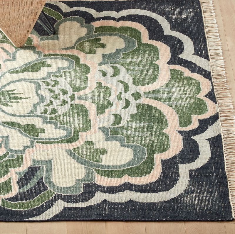 Allure Hand-Knotted Green Floral Wool Area Rug 10'x14' - image 5 of 9