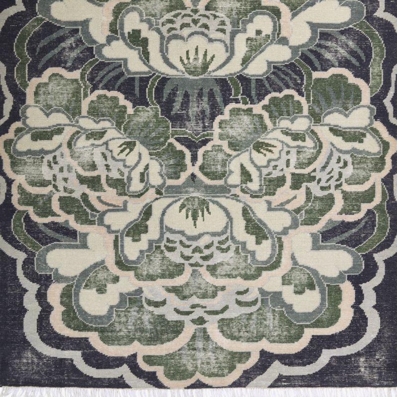 Allure Hand-Knotted Green Floral Wool Rug Swatch 12"x12" - image 0 of 5