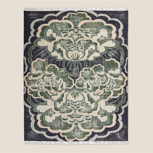 Allure Hand-Knotted Green Floral Wool Area Rug