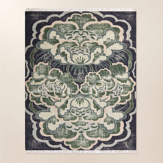 Allure Hand-Knotted Green Floral Wool Area Rug