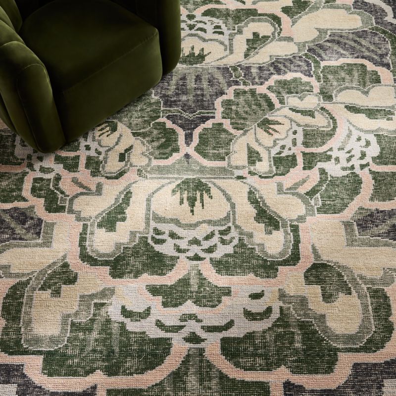 Allure Hand-Knotted Green Floral Wool Area Rug 5'x8' - image 3 of 9