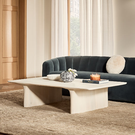 Almera 66" Rectangular Whitewashed Oak Coffee Table