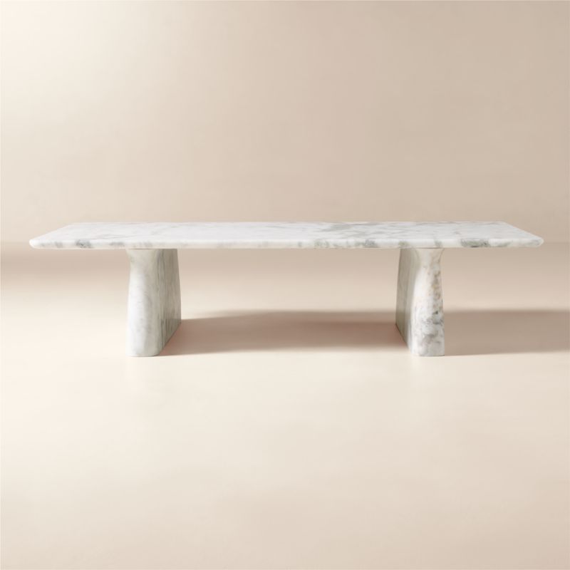 Viewing product image Almera 66" Rectangular White Marble Coffee Table - image 1 of 5