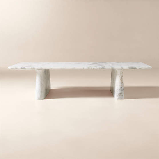 Almera 66" Rectangular White Marble Coffee Table