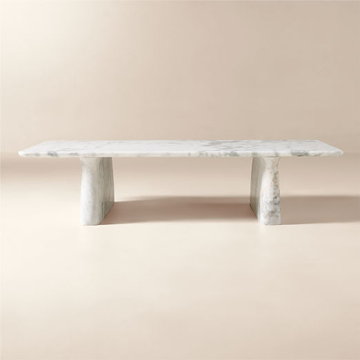 Almera 66" Rectangular White Marble Coffee Table