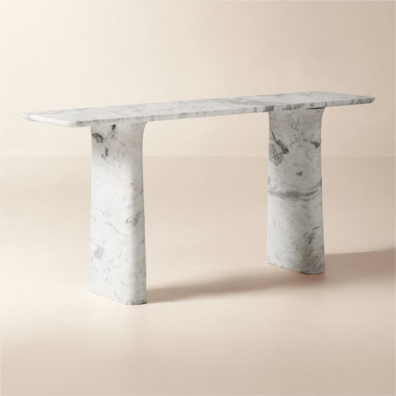 Almera 70" White Marble Console Table - image 3 of 7
