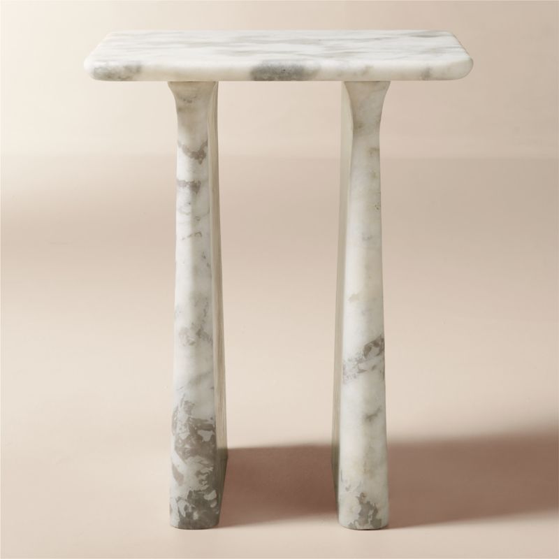 Viewing product image Almera White Marble Side Table - image 1 of 5