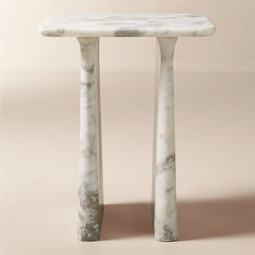 Almera White Marble Side Table