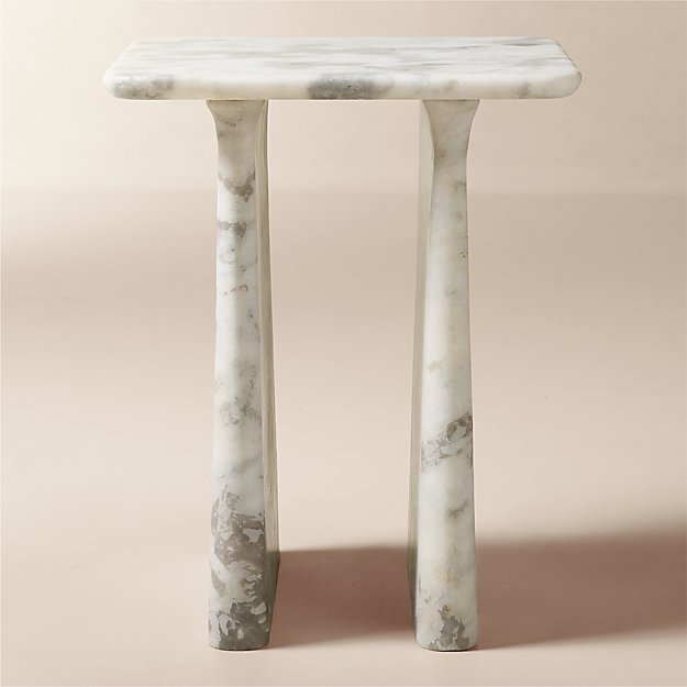 Almera White Marble Side Table | CB2