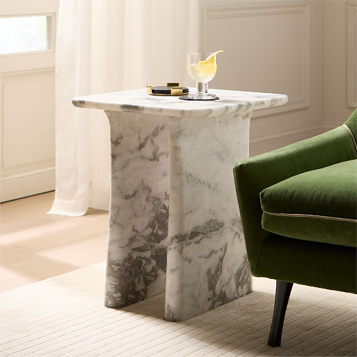 Almera White Marble Side Table