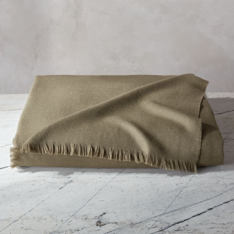 Alpaca Olive Green Throw Blanket + Reviews | CB2