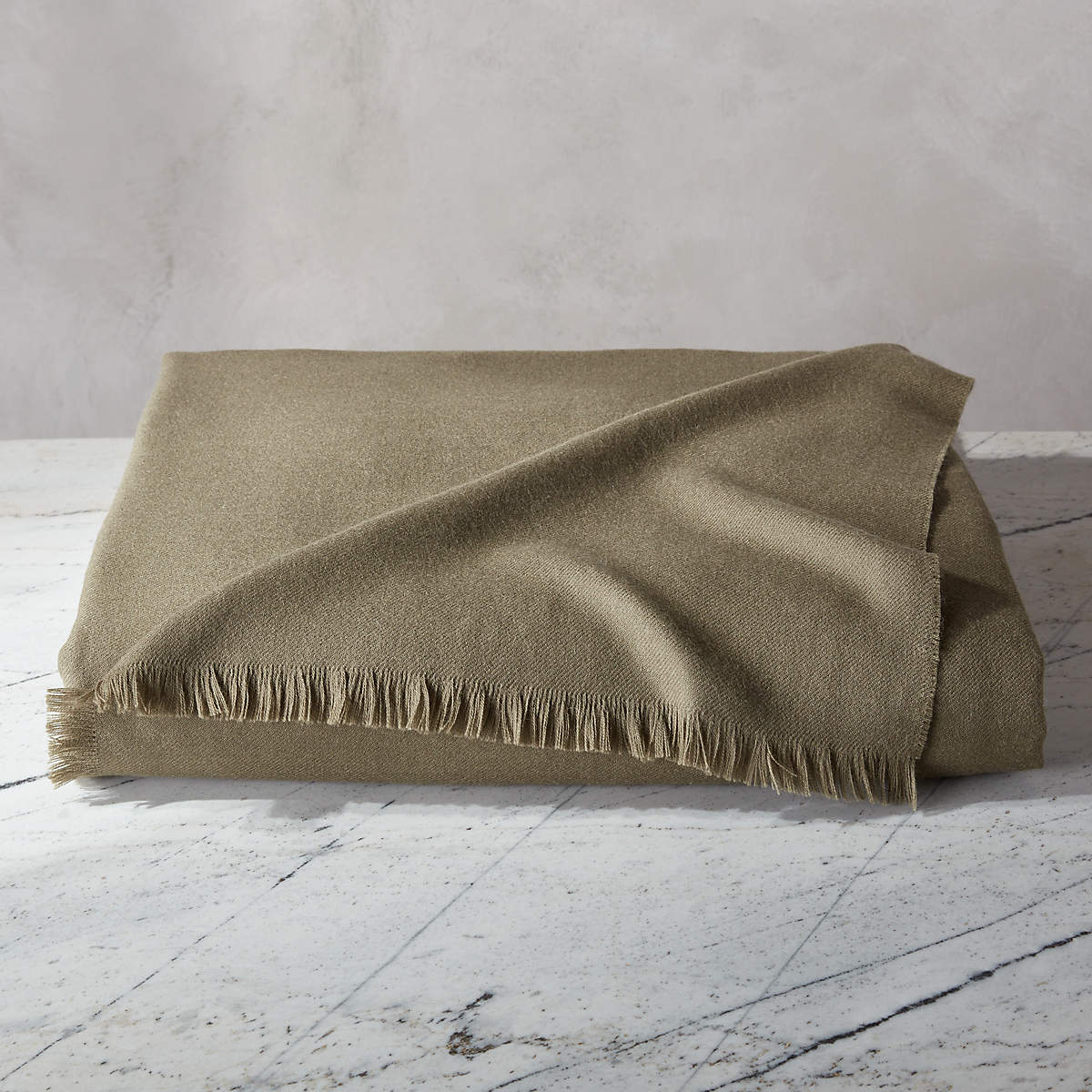 Alpaca Olive Green Throw Blanket + Reviews CB2