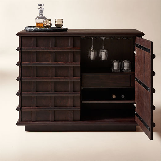 Alpena 48" Dark Acacia Wood Bar Cabinet