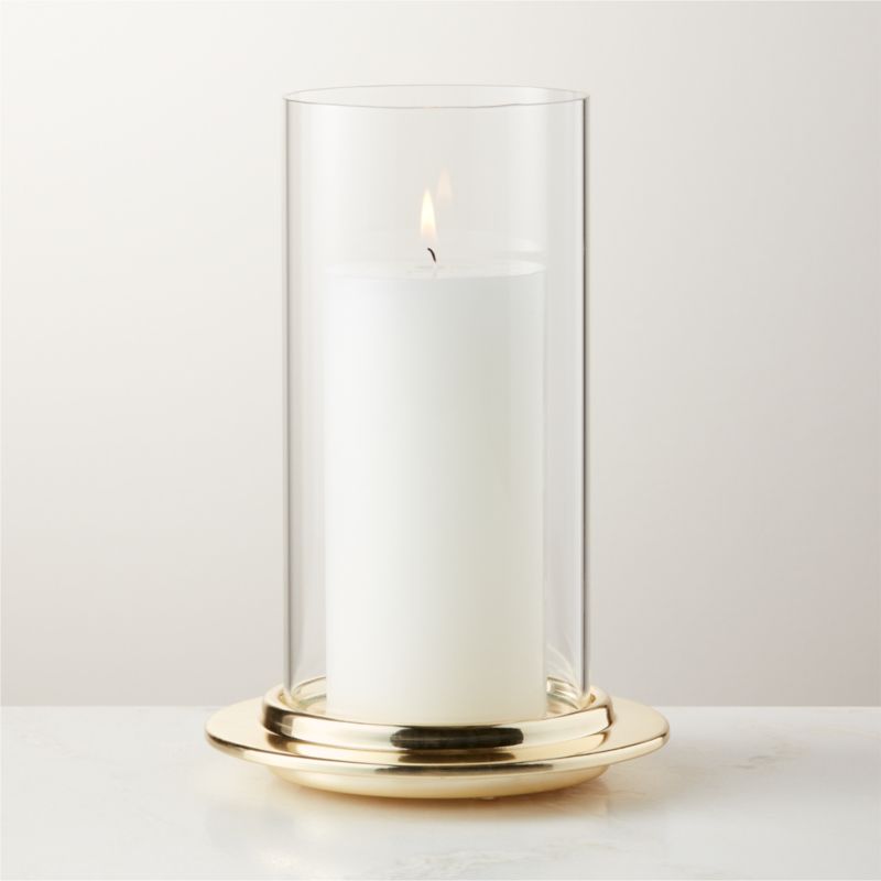 Alta Champagne Brass and Glass Hurricane Candle Holder by Gianfranco Frattini - image 3 of 7